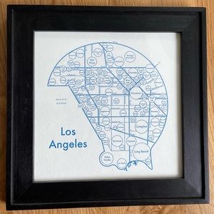 Black wooden frame of LA city